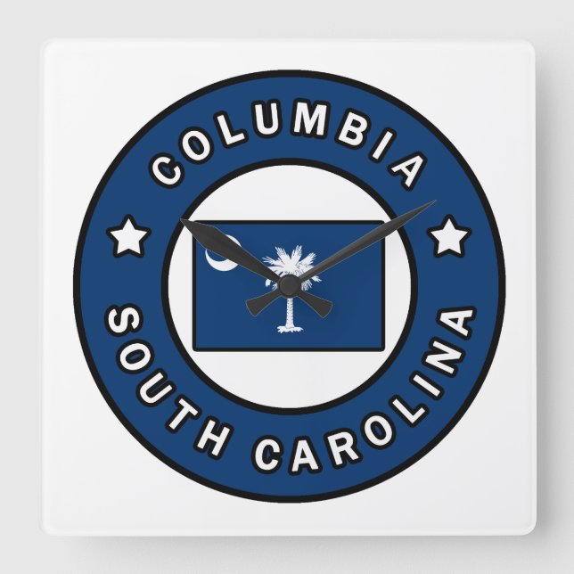 Columbia South Carolina Square Wall Clock (Front)
