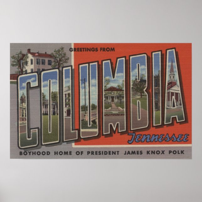 Columbia, Tennessee - Large Letter Scenes Poster (Front)