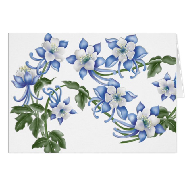 Columbine Blue Flowers Blank Greeting Card (Front Horizontal)