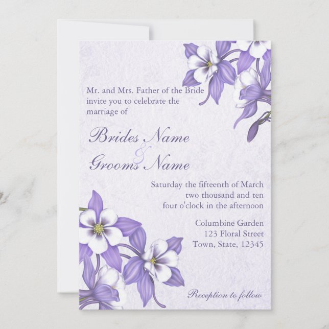 Columbine Bouquet 2 Wedding Invitations (Front)