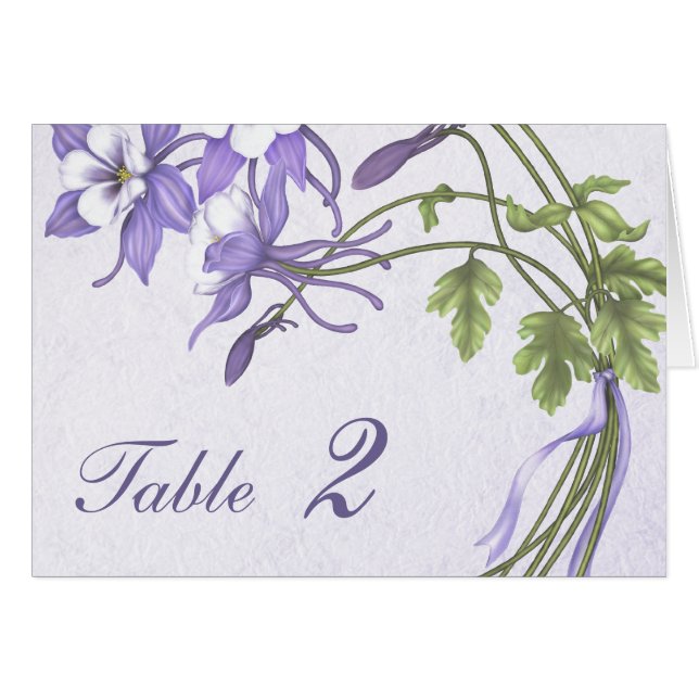 Columbine Bouquet Table Number Card (Front Horizontal)