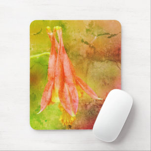 Columbine Flower Distressed Abstract Mouse Pad