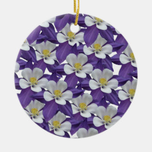 Columbine Flower Pattern Ceramic Ornament