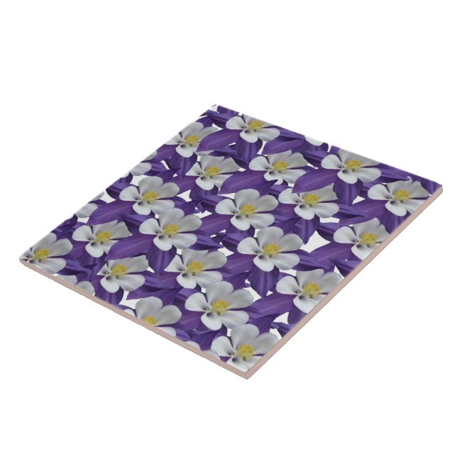 Columbine Flower Pattern Ceramic Tile (Side)