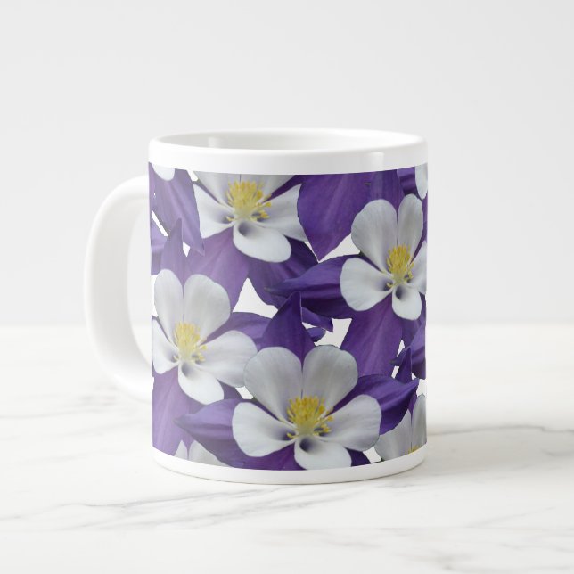 Columbine Flower Pattern Large Coffee Mug (Front Left)