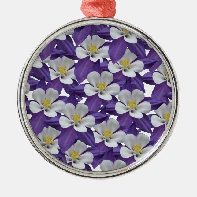 Columbine Flower Pattern Metal Tree Decoration (Front)
