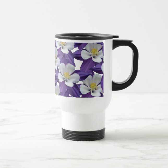 Columbine Flower Pattern Travel Mug (Right)
