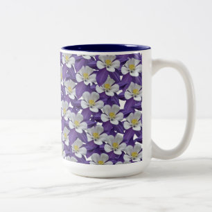 Columbine Flower Pattern Two-Tone Coffee Mug