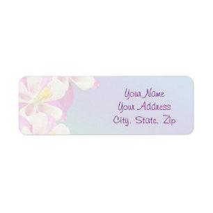 Columbine Flower Pink & White Return Address Label