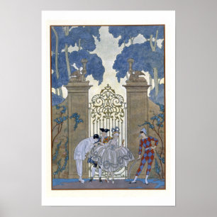 Columbine, illustration for 'Fetes Galantes' by Pa Poster