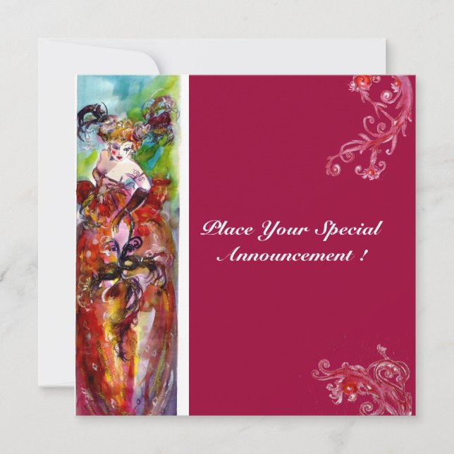 COLUMBINE,Mardi Gras, Sweet 16 Masquerade Party Invitation (Front)