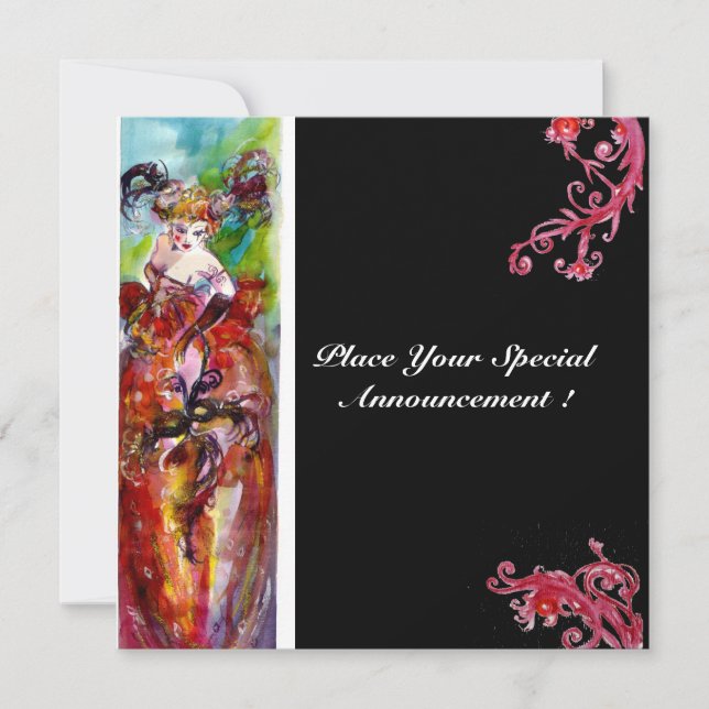 COLUMBINE,Mardi Gras, Sweet 16 Masquerade Party Invitation (Front)