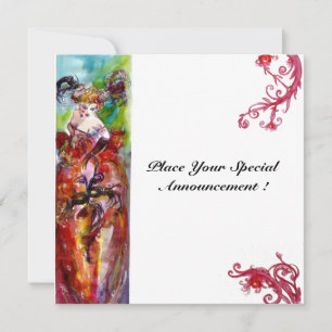 COLUMBINE,Mardi Gras, Sweet 16 Masquerade Party Invitation