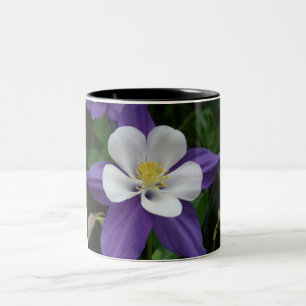 Columbine Purple and White Flower Two-Tone Coffee Mug