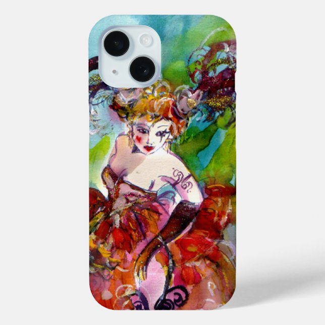 COLUMBINE Venetian Masquerade Night,Lady in Red Case-Mate iPhone Case (Back)