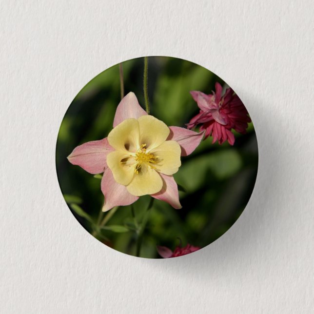 Columbine with Star Shaped Leaves 3 Cm Round Badge (Front)