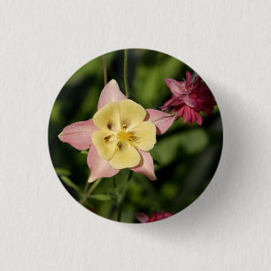 Columbine with Star Shaped Leaves 3 Cm Round Badge