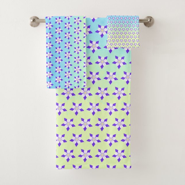 Columbine Yellow & Green Bath Towel Set (Insitu)