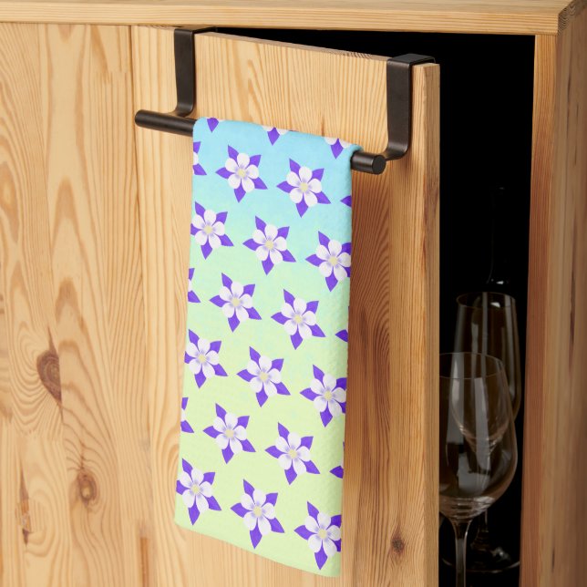 Columbine Yellow & Green Tea Towel (Thirds Fold)