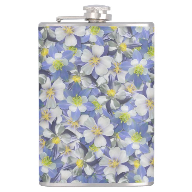 Columbines Seamless Pattern Hip Flask (Front)