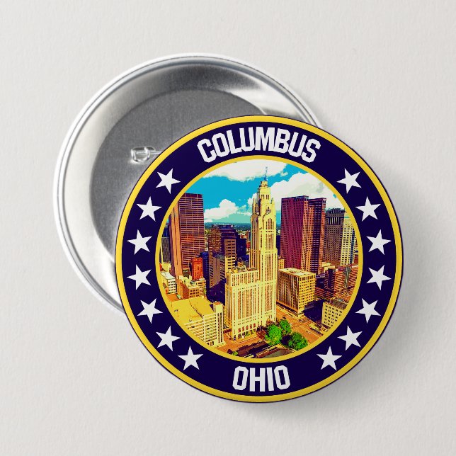 Columbus                                           7.5 cm round badge (Front & Back)