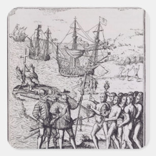 Columbus at Hispaniola 2 Square Sticker