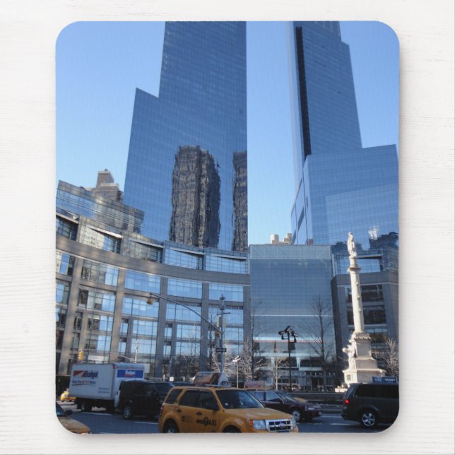 Columbus Circle NYC New York Skyscrapers Taxi Mouse Pad (Front)