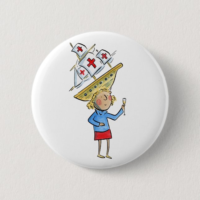 Columbus Day 6 Cm Round Badge (Front)