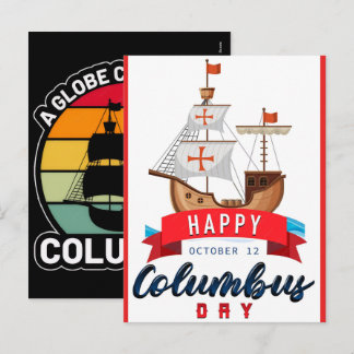 Columbus Day Celebration: History, Traditions & Fa Holiday Postcard