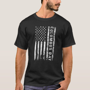 Columbus Day Discovery of America Usa flag White T-Shirt