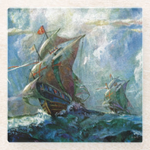 Columbus Day Glass Coaster