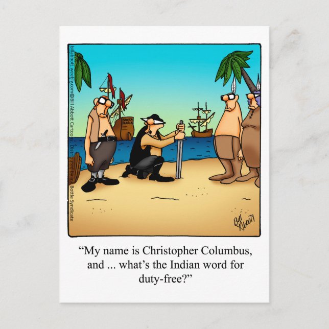 Columbus Day Humour Postcard (Front)