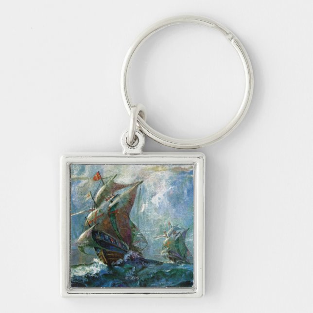 Columbus Day Key Ring (Front)