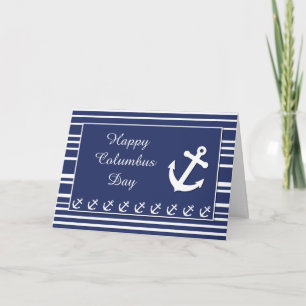 Columbus Day, Nautical Anchor and Stripes Card