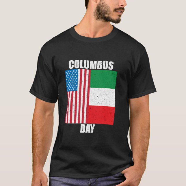 Columbus Day Patriotic American Flag America Disco T-Shirt (Front)