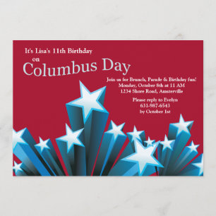 Columbus Day Stars Invitation