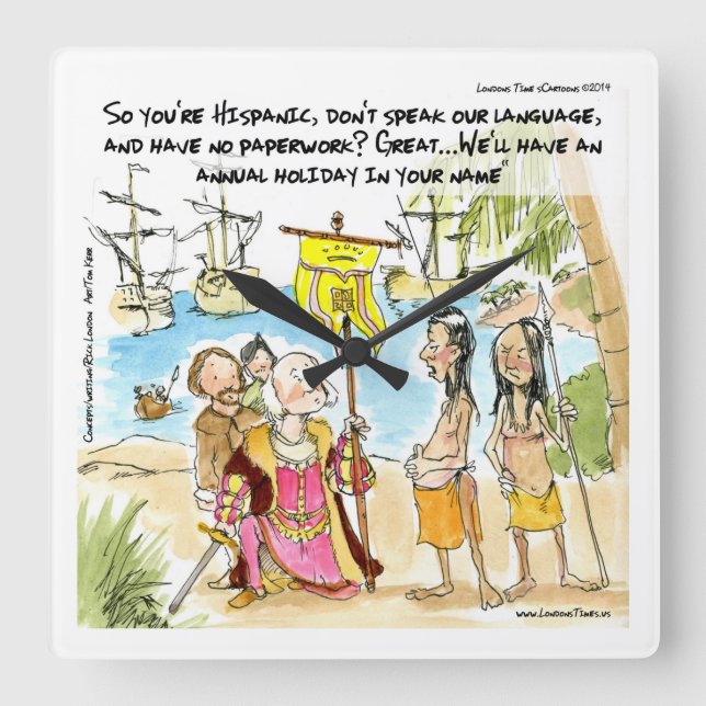 Columbus Immigrates To America Funny Wall Clock (Front)