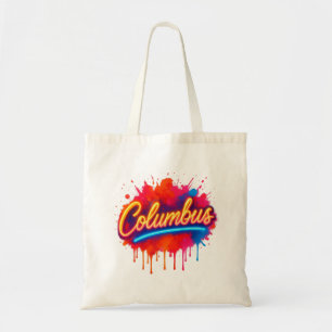 Columbus Neon Street Art Splash Tote Bag