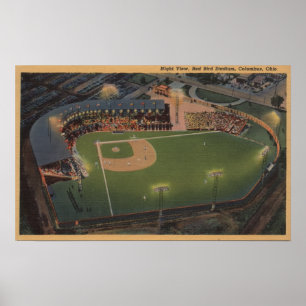 Columbus, OH - Aerial of Red Bird Baseball Poster
