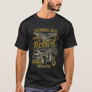 Columbus OH Hotrod Vintage Style Car Motorcycle De T-Shirt