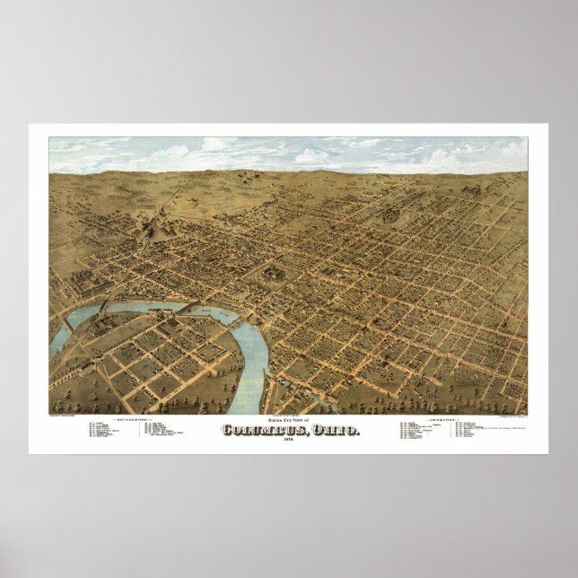 Columbus, OH Panoramic Map - 1872 Poster (Front)