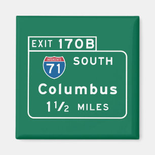 Columbus, OH Road Sign Magnet