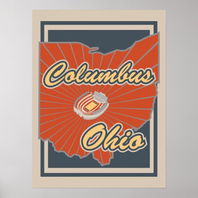 Columbus, Ohio Art Print - Travel Poster - 18x24 (Front)
