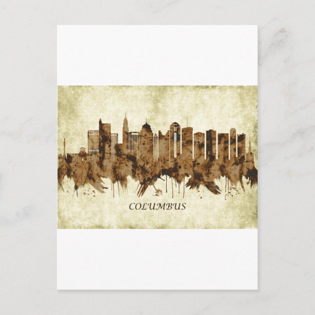 Columbus Ohio Cityscape Holiday Postcard (Front)