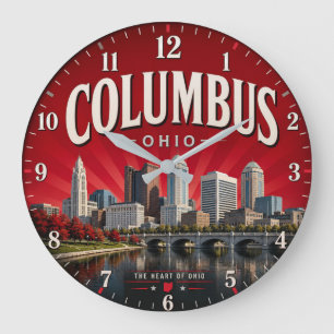 Columbus Ohio Modern Skyline City Decor Large Clock