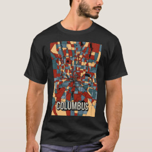Columbus Ohio Retro Earthtone City Map - Colourful T-Shirt