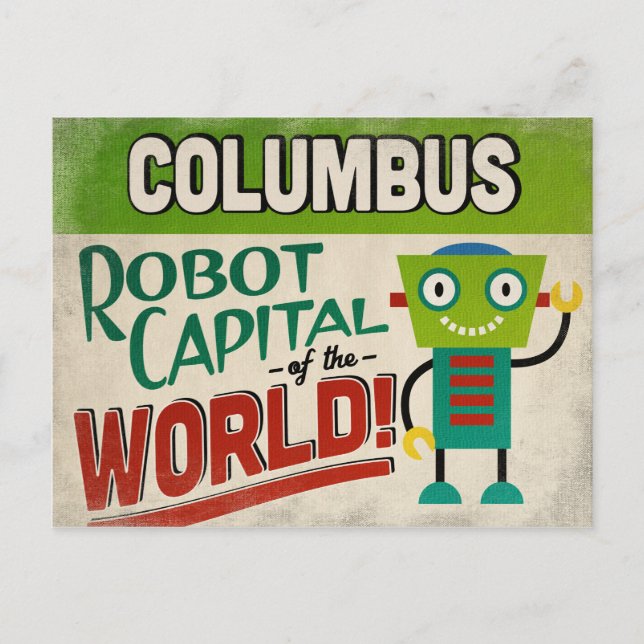 Columbus Ohio Robot - Funny Vintage Postcard (Front)