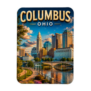 Columbus Ohio Skyline and Scioto River Magnet