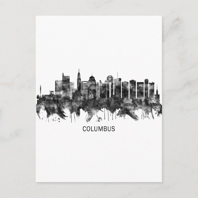 Columbus Ohio skyline BW Holiday Postcard (Front)