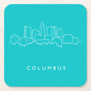 Columbus, Ohio Skyline Square Paper Coaster